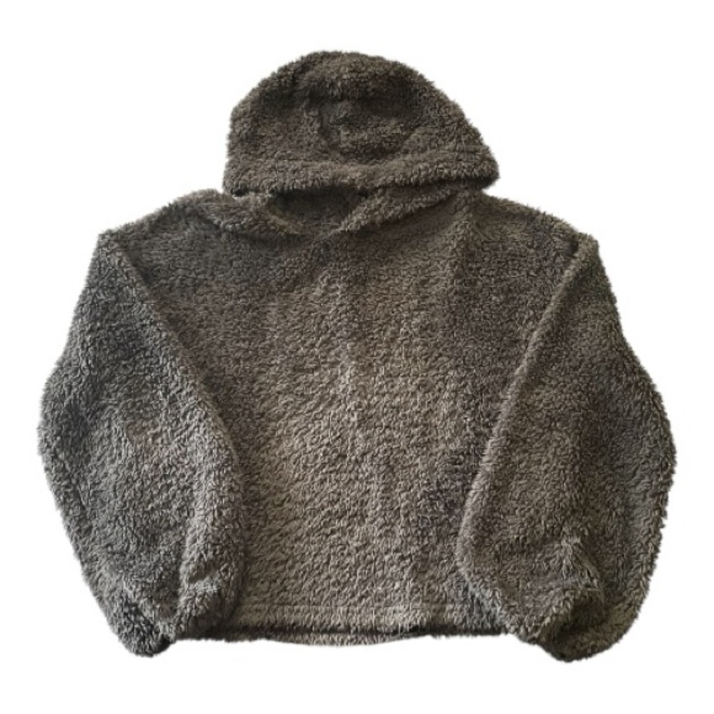 Z SUPPLY-GRAY SUPER SOFT CROPPED HOODIE-WOMENS SIZE XS
